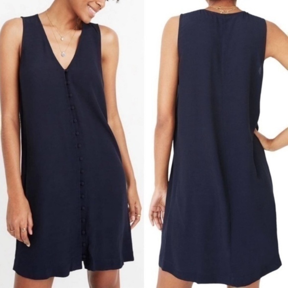 NWT Madewell Navy Heather Button-Front Dress